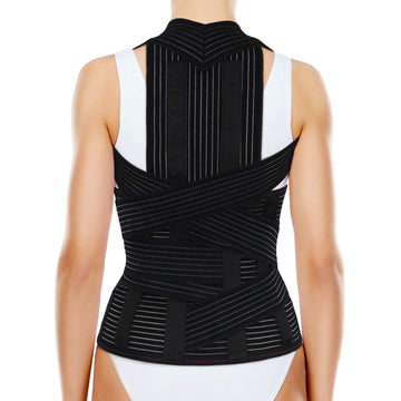 ORTONYX TLSO thoracic lumbosacral orthosis with stays and crisscross straps; full-back dorsolumbar posture corrector brace