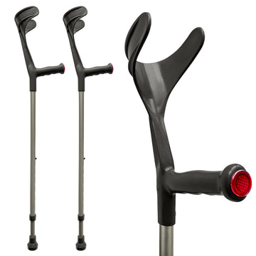 Forearm Crutches for Adults 1 Pair - Open Cuff - Handle with Light Reflector