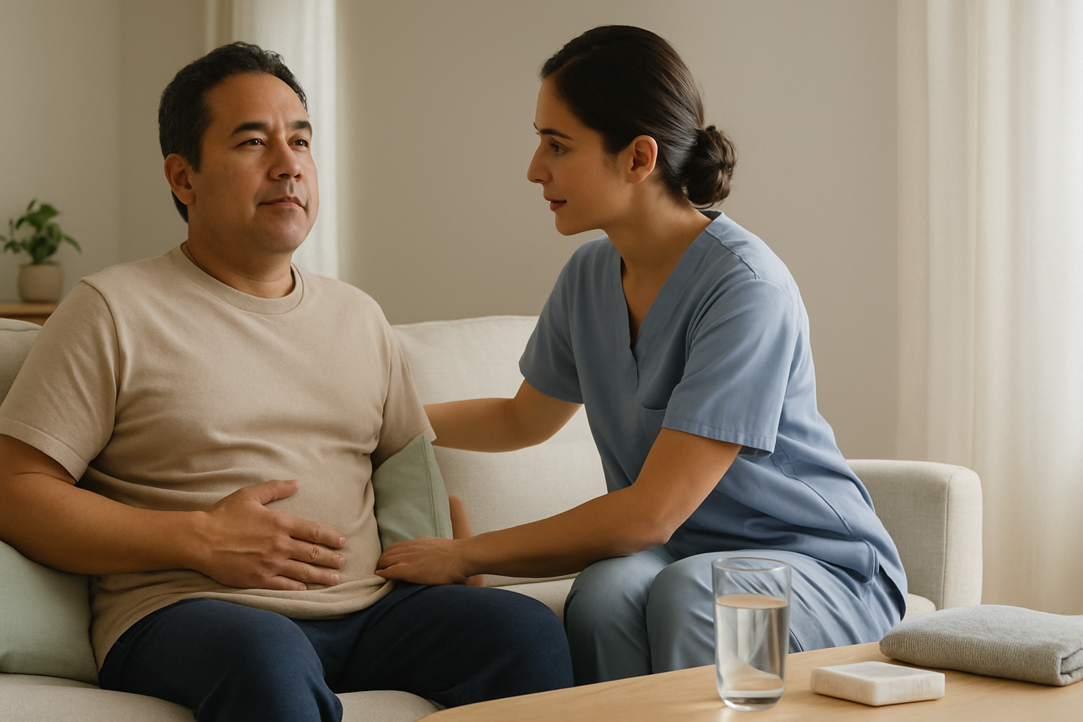 Professional medical illustration of hernia support and recovery guidance
