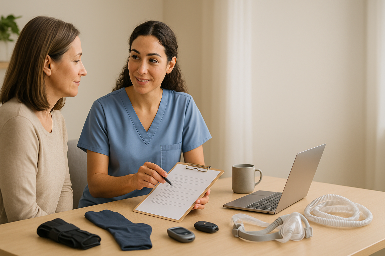 Medical documentation and insurance forms with orthopedic support products