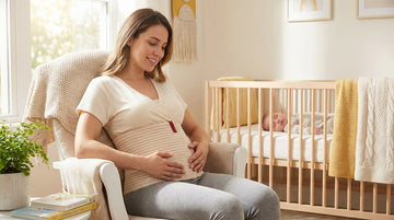 New mother wearing ORTONYX postpartum abdominal binder during C-section recovery