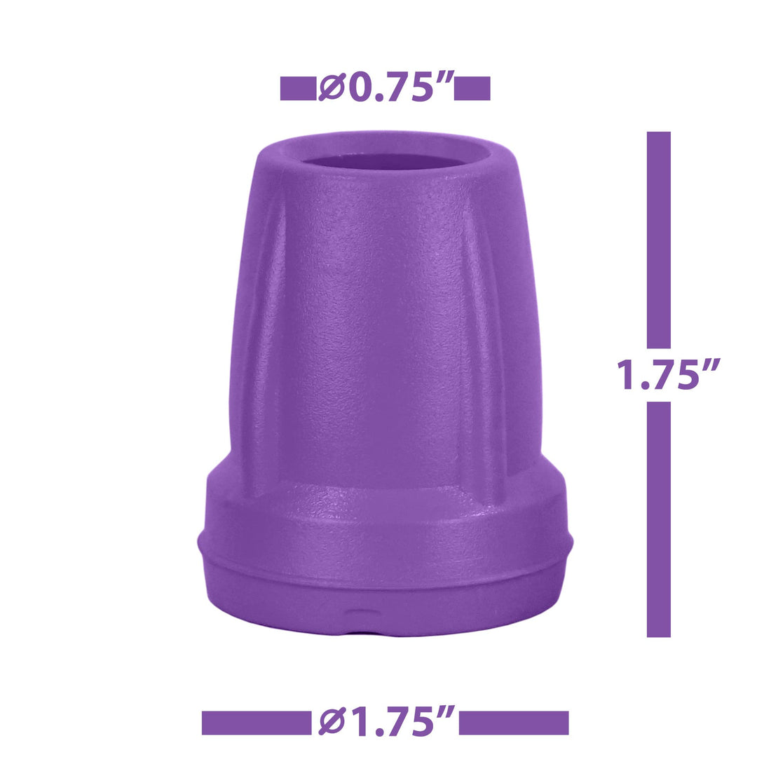 Purple ORTONYX crutch tips replacement pair HDG920115X2; two conical rubber walking aid tips, one upright and one on side