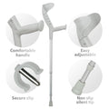 ORTONYX Progress I adult forearm crutch with adjustable cuff, ergonomic handle, secure clip, height adjustable, non-slip tip