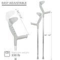ORTONYX Progress I walking forearm crutches with adjustable arm cuffs 8.5–11.5 in, height 30–40 in; 330 lb capacity