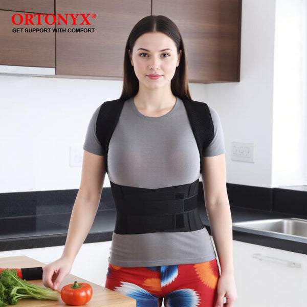 ORTONYX Comfort Posture Corrector 656 back brace with hook-and-loop belt and straps for clavicle and shoulder support.