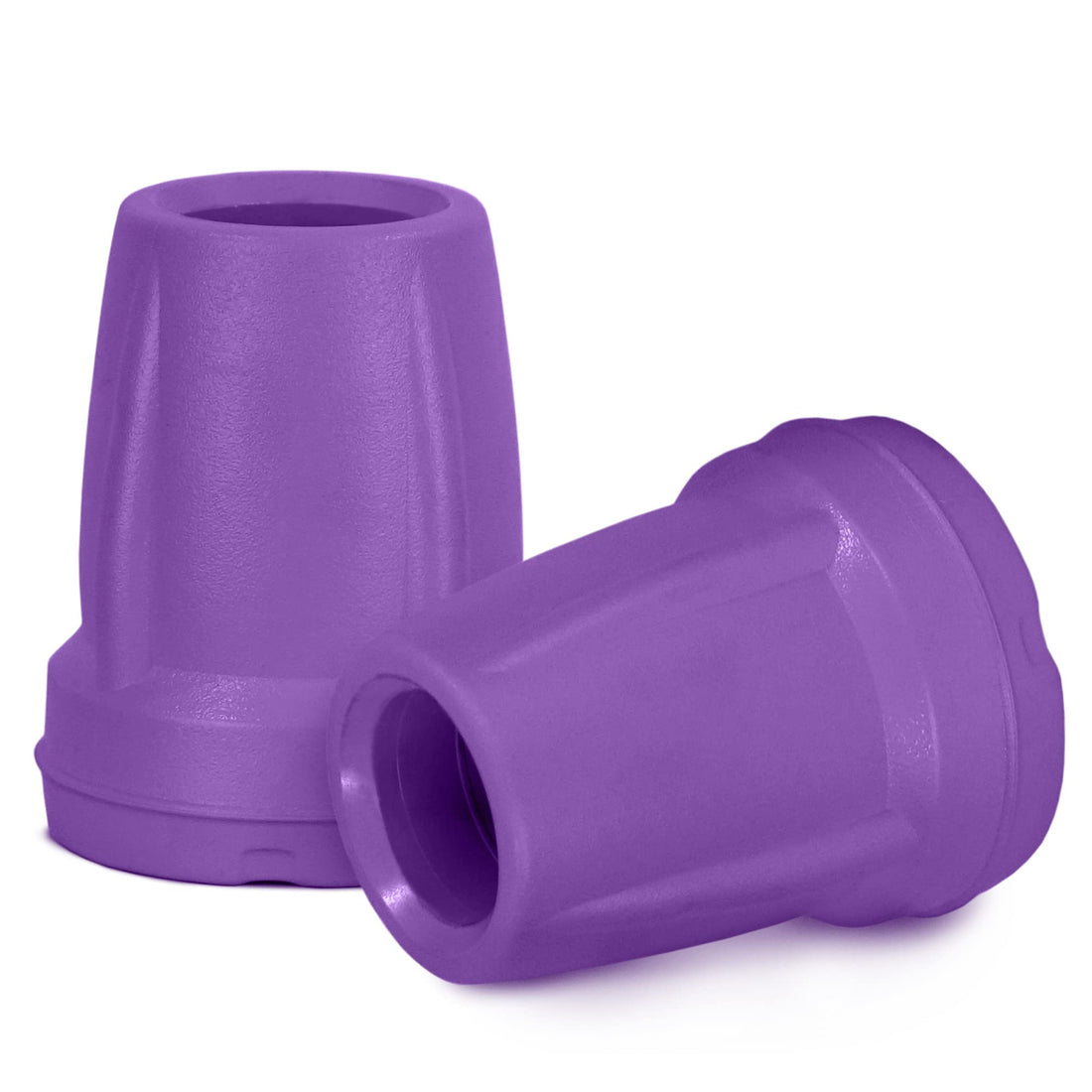 Purple ORTONYX crutch tips replacement pair HDG920115X2; two conical rubber walking aid tips, one upright and one on side