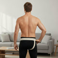 Back view of inguinal hernia truss groin support belt, slim waistband and elastic perineal strap, USACHB7270L