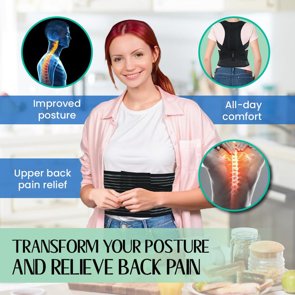 ORTONYX Back Brace Posture Corrector ACHB8247, thoracic brace with hook-and-loop waist belt and clavicle/shoulder support