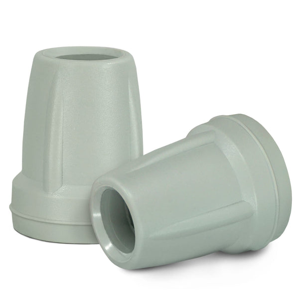Gray ORTONYX replacement crutch tips, pair with contoured sides and open bore; crutch accessories HDG920101X2