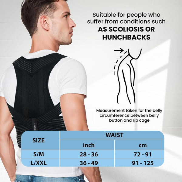 Man wearing ORTONYX Back Brace Posture Corrector ACHB8247, breathable thoracic brace with clavicle and shoulder support