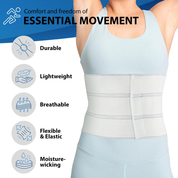 9-inch breathable elastic abdominal binder, post-surgery compression band; umbilical hernia belt with hook-and-loop closure.