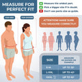 ORTONYX 6.25 inch abdominal binder size guide: measure widest waist; S-M up to 32