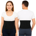 ORTONYX Abdominal Binder IMWB-568 in black, front and back on models; Velcro-adjustable, tapered design for lumbar support.