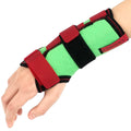 ORTONYX Kids Wrist Support ACJB2302GRN, green-red pediatric wrist immobilizer with adjustable straps and breathable knit.