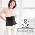 ORTONYX abdominal binder 524010, black 10.25in wrap on model; breathable elastic with adjustable Velcro compression