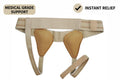 ORTONYX inguinal hernia truss support belt with adjustable bilateral elastic straps and two anatomically shaped groin pads