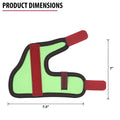 ORTONYX Kids Thumb Immobilizer Brace ACJB2303, neon green with red wrist and thumb straps; 7.5 x 7 in, pediatric thumb spica.