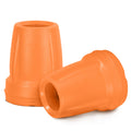 Pair of orange ORTONYX replacement crutch tips, high‑visibility rubber ends for orthopedic crutches.