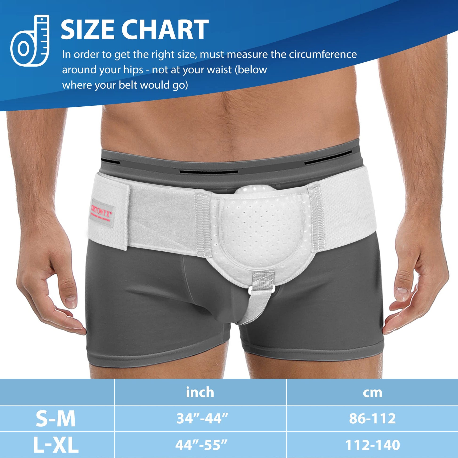 ORTONYX Inguinal Hernia Belt for Men and Women with Removable Compression Pad and Adjustable Waist Strap, Hernia Support Truss for Inguinal, Incisional Hernias, Left/Right Side product image