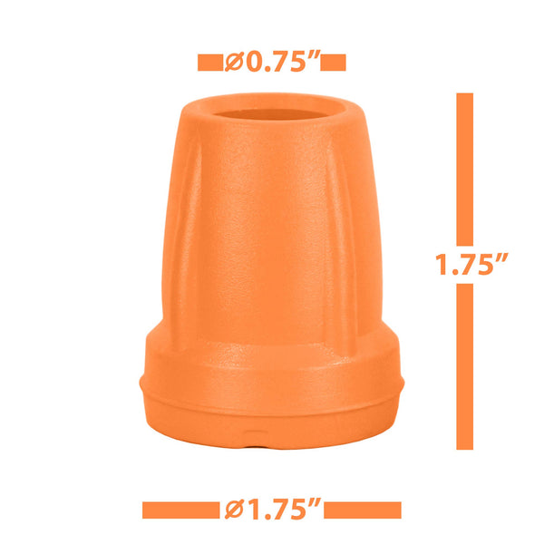 ORTONYX replacement crutch tip, high-visibility orange; 1.75 in tall, 1.75 in base diameter, 0.75 in opening
