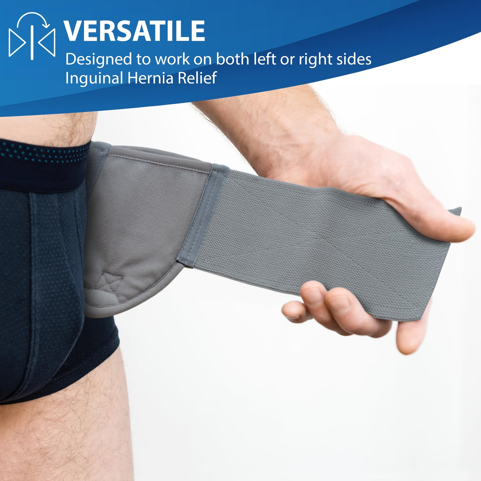 ORTONYX Inguinal Hernia Belt truss on hip, removable groin compression pad and adjustable strap for left/right support