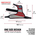 ORTONYX boxer fracture splint ACKB434, red/gray 4th–5th digit immobilizer pinky finger brace; one-size design with dimensions.