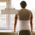 Back view of adult wearing ORTONYX abdominal binder 524010, breathable elastic wrap providing post-surgery core compression.