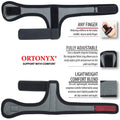 ORTONYX Trigger Finger Splint finger support brace, adjustable neoprene, aluminum stay, Velcro straps; ambidextrous fit.