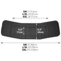 Black ORTONYX Abdominal Binder IMWB-568 with Velcro, tapered; SM–XXL, 35–43in length, 4.5in and 9.5in panel heights labeled.