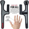 ORTONYX Trigger Finger Splint, ambidextrous pair flanking a hand with D-ring straps; fits 3.5in finger, 10in wrist