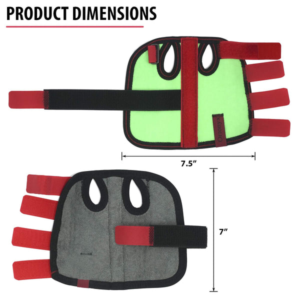 ORTONYX Kids Wrist Support ACJB2302GRN pediatric wrist brace splint, lime green/gray, red Velcro straps, 7.5 x 7 in