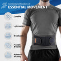 ORTONYX lower back support brace OX725BK worn; lumbosacral support belt with breathable elastic Velcro compression straps