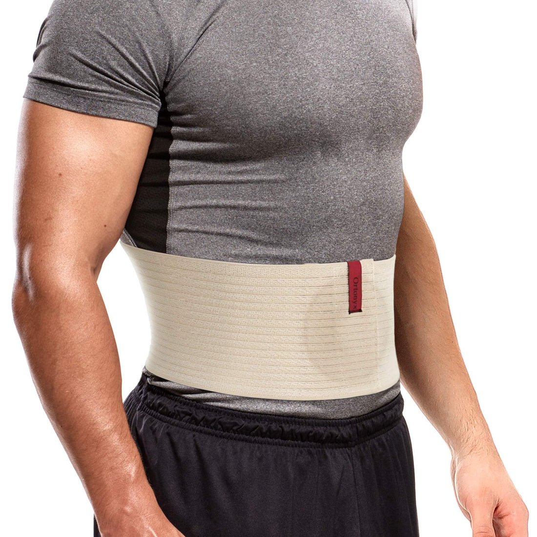 ORTONYX umbilical hernia belt, beige 6.25-inch abdominal support binder with elastic and adjustable hook-and-loop closure