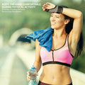 Active woman wearing ORTONYX thumb spica splint; breathable knit and hook-and-loop straps immobilize thumb yet allow motion.