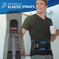 ORTONYX lower back support brace lumbosacral belt with contoured lumbar pad, dual elastic straps, and hook-and-loop closure.