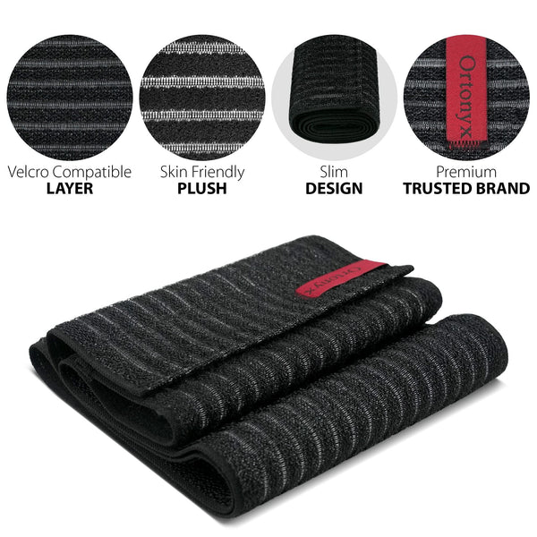 ORTONYX 6.25 inch abdominal binder, breathable elastic with hook-and-loop closure; slim design for lumbosacral support.