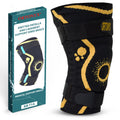 ORTONYX knee brace KB 714, 3D knitted sleeve with patella gel ring and extra fastening straps, ligament support, box shown