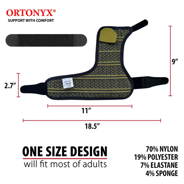 ORTONYX KB434-BK pinky finger splint, ulnar gutter boxer fracture brace with adjustable straps, breathable black knit.
