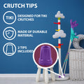 ORTONYX crutch tips, purple pair shown with zoomed detail on crutches, crutch tips replacement for walking aids HDG920115X2