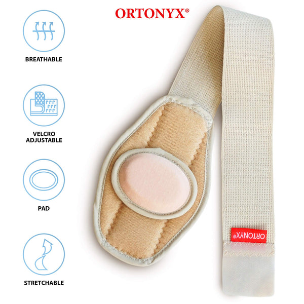 ORTONYX Baby Umbilical Hernia Belt OX350 with foam pad for umbilical support, breathable elastic strap, hook-and-loop closure