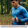 Runner wears ORTONYX boxer fracture splint ACKB434, ulnar hand/wrist brace for pinky finger, 4th/5th digit immobilizer