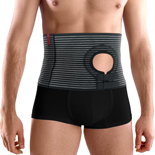 ORTONYX abdominal colostomy/ileostomy belt with adjustable stoma hole, hook-and-loop closure, breathable elastic support