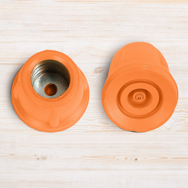 ORTONYX crutch tips pair, bright orange replacement tips with metal-lined bore and concentric tread base, HDG920116X2