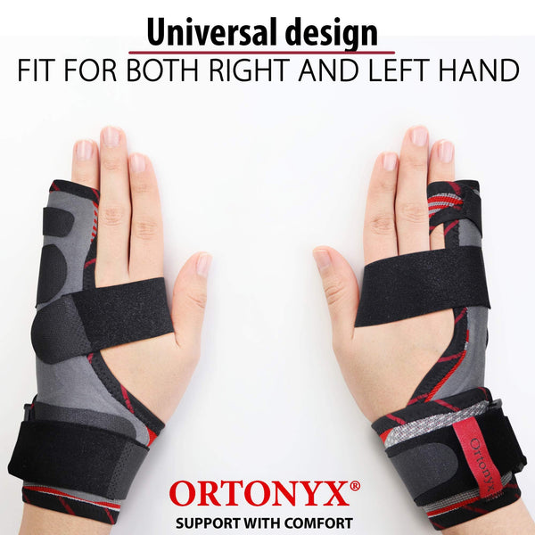 ORTONYX boxer fracture splint ACKB434/USACKB434 on left and right hands, 4th–5th digit immobilizer pinky finger brace.