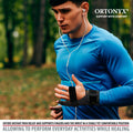 Runner wearing ORTONYX Pinky Finger Splint KB434-BK, ulnar gutter boxer fracture brace stabilizing 4th–5th fingers right hand