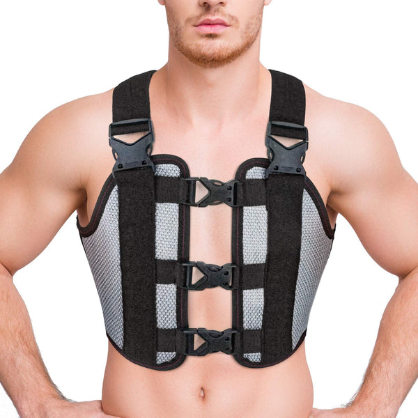 ORTONYX sternum and thorax chest brace ACHB5255, breathable mesh, shoulder straps, three buckles for post sternotomy support