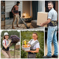 People wearing ORTONYX KB726 lumbar support belt back brace with knitted support and 3D lumbar pad while lifting and cleaning