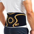 ORTONYX KB726 3D knitted lumbar support brace worn on waist, breathable elastic fabric with contoured fit and yellow pattern.