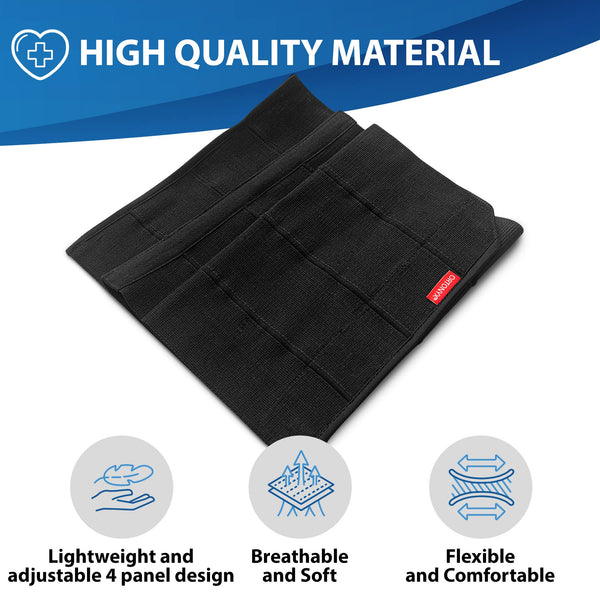 ORTONYX 12" Abdominal Binder, 4-panel wrap with adjustable closure; soft, breathable, flexible bariatric post-op support
