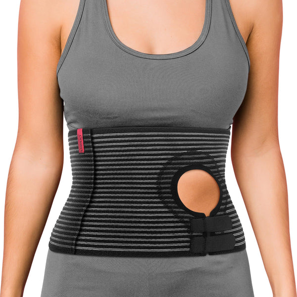 ORTONYX abdominal ostomy belt, breathable elastic with adjustable stoma hole and hook-and-loop closure for stoma support